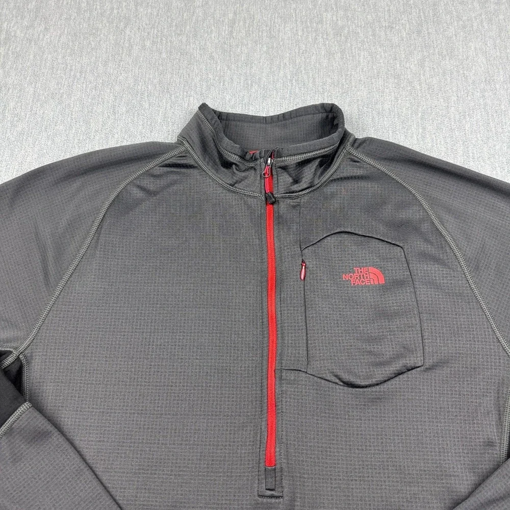 The North Face Sweater‎ Mens Large Gray 1/4 Zip Pullover Knit Waffle Outdoors